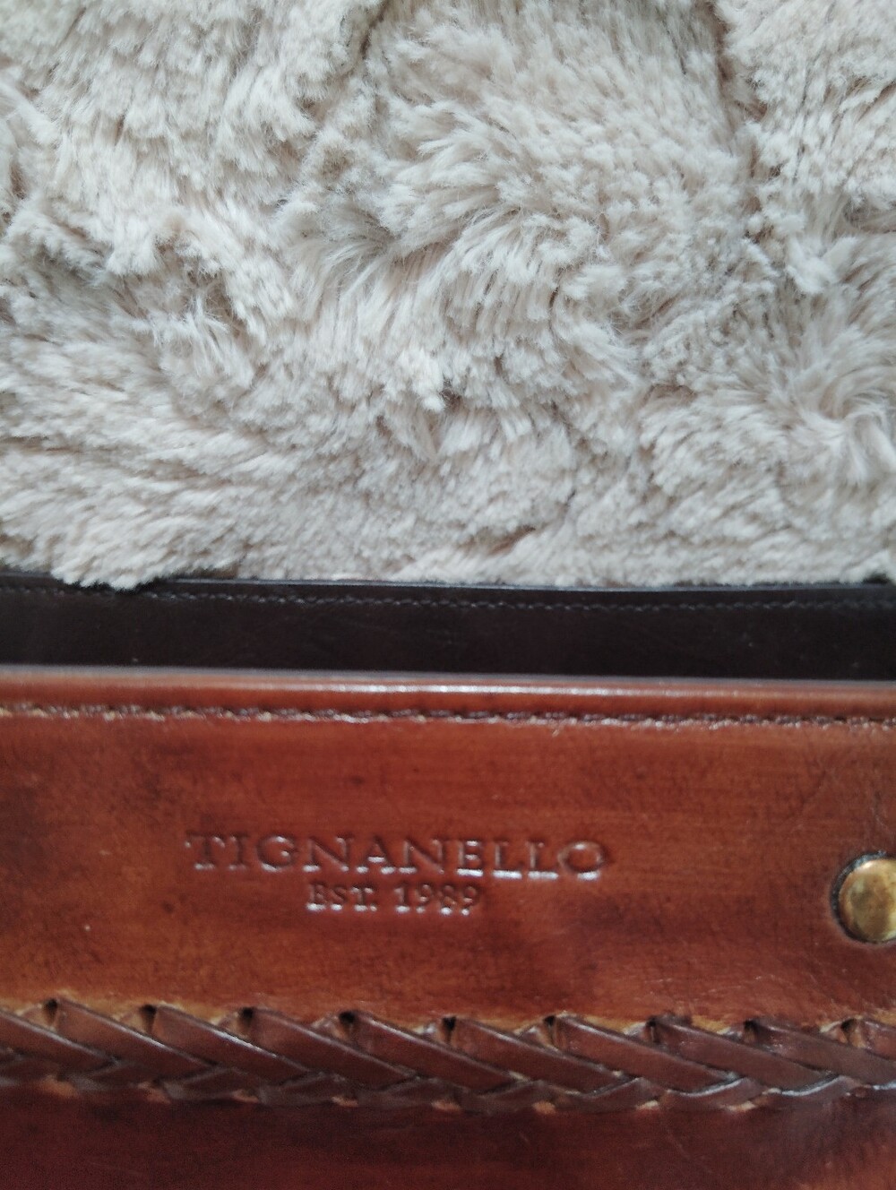 Tignanello Mojave Studded Two-Tone Brown Leather Crossbody - Picture 2 of 12